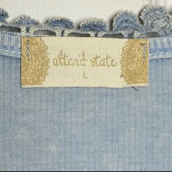 NWT Altar’d State Boho Top Women’s Large Crochet Neck Ribbed Long Sleeve - Picture 4 of 14